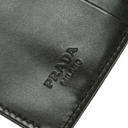 Pre Owned Prada Black Nylon Compact Wallet