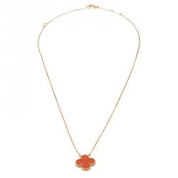 Pre Owned قلادة فان كليف & اربيلز دلاية ذهب أصفر عيار 18 & عقيق الهامبرا فينتدج