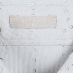 Azzedine Alaia Eyelet Cream Button Down Shirt M