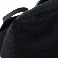 Pre Owned Fendi Black Zucchino Canvas Shoulder Bag