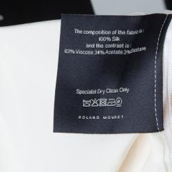 Pre Owned Roland Mouret Monochrome Power Shoulder Long Sleeve Silk Blouse S