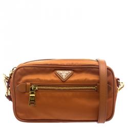 Pre Owned Prada Orange Nylon Crossbody Bag