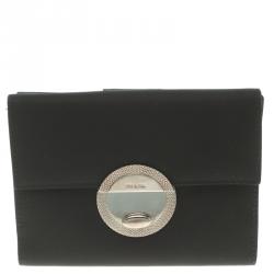 Pre Owned Prada Black Nylon Compact Wallet