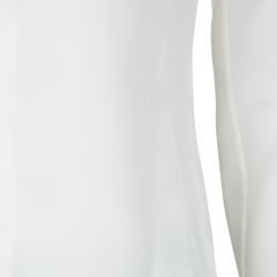 Pre Owned Roland Mouret Monochrome Power Shoulder Long Sleeve Silk Blouse S