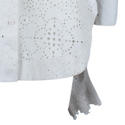 Azzedine Alaia Eyelet Cream Button Down Shirt M