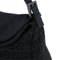 Pre Owned Fendi Black Zucchino Canvas Shoulder Bag