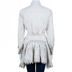 Azzedine Alaia Eyelet Cream Button Down Shirt M