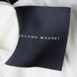 Pre Owned Roland Mouret Monochrome Power Shoulder Long Sleeve Silk Blouse S