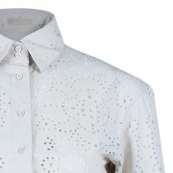 Azzedine Alaia Eyelet Cream Button Down Shirt M
