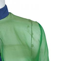 Pre Owned Emporio Armani Green Blue Silk Top Skirt Combo S/L