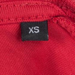 Pre Owned Philipp Plein Couture DC Comics Red Batman Embellished T-Shirt XS