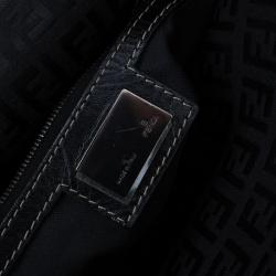Pre Owned Fendi Black Zucchino Canvas Shoulder Bag