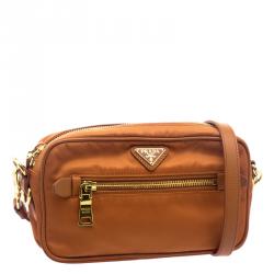 Pre Owned Prada Orange Nylon Crossbody Bag