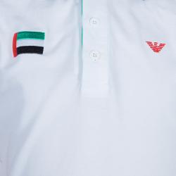 Pre Owned Armani Junior White Logo Embroidered Polo Shirt 4 Yrs