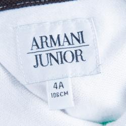 Pre Owned Armani Junior White Logo Embroidered Polo Shirt 4 Yrs