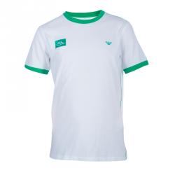 Pre Owned Armani Junior White Logo Embroidered Crew Neck T Shirt 10 Yrs