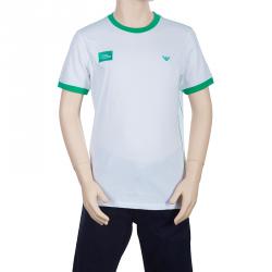 Pre Owned Armani Junior White Logo Embroidered Crew Neck T Shirt 10 Yrs
