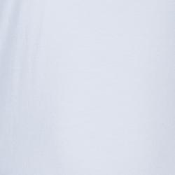 Pre Owned Armani Junior White Logo Embroidered Crew Neck T Shirt 10 Yrs