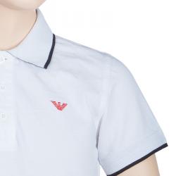 Pre Owned Armani Junior White Logo Embroidered Polo Shirt 8 Yrs