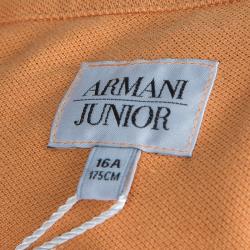 Pre Owned Armani Junior Orange Logo Embroidered Polo Shirt 16 Yrs