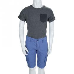 Pre Owned Armani Junior Blue Cotton Cargo Shorts 8 Yrs 