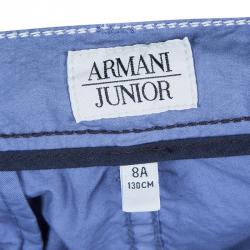 Pre Owned Armani Junior Blue Cotton Cargo Shorts 8 Yrs 