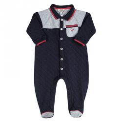 Pre Owned Armani Baby Navy Blue Quilted Long Sleeve Onesie 6 Months