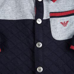 Pre Owned Armani Baby Navy Blue Quilted Long Sleeve Onesie 6 Months