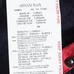 Pre Owned Armani Baby Navy Blue Quilted Long Sleeve Onesie 6 Months