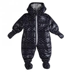Pre Owned Armani Baby Logo Printed Hooded Snowsuit , Booties and Gloves Set 3 Months