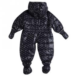 Pre Owned Armani Baby Logo Printed Hooded Snowsuit , Booties and Gloves Set 3 Months