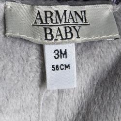 Pre Owned Armani Baby Logo Printed Hooded Snowsuit , Booties and Gloves Set 3 Months
