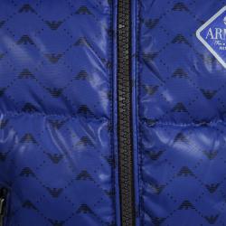 Pre Owned Armani Baby Blue Logo Printed Puffer Jacket 6 Months