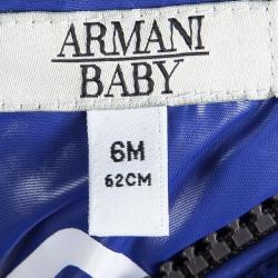 Pre Owned Armani Baby Blue Logo Printed Puffer Jacket 6 Months