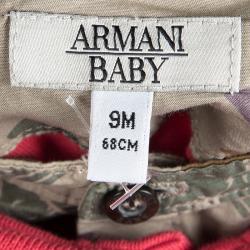 Pre Owned Armani Baby Red Cotton Faux Double Layer Polo T-Shirt 9 Months