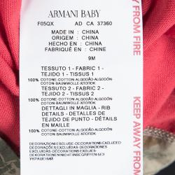 Pre Owned Armani Baby Red Cotton Faux Double Layer Polo T-Shirt 9 Months