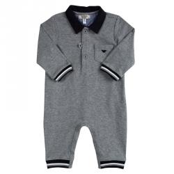 Pre Owned Armani Baby Grey Jersey Contrast Trim Onesie 6 Months