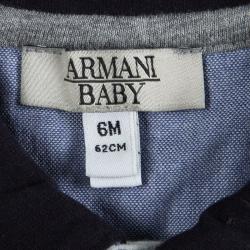 Pre Owned Armani Baby Grey Jersey Contrast Trim Onesie 6 Months