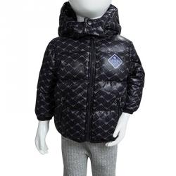 Pre Owned Armani Baby Navy Blue Logo Printed Puffer Jacket 6 Months