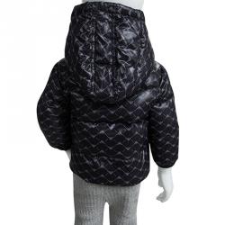 Pre Owned Armani Baby Navy Blue Logo Printed Puffer Jacket 6 Months