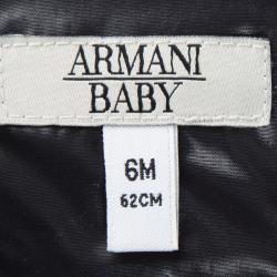 Pre Owned Armani Baby Navy Blue Logo Printed Puffer Jacket 6 Months