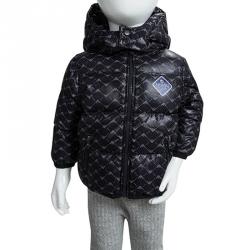 Pre Owned Armani Baby Navy Blue Logo Printed Puffer Jacket 6 Months