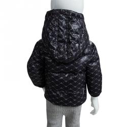 Pre Owned Armani Baby Navy Blue Logo Printed Puffer Jacket 6 Months
