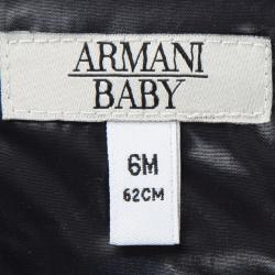 Pre Owned Armani Baby Navy Blue Logo Printed Puffer Jacket 6 Months