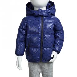Pre Owned Armani Baby Blue Logo Printed Puffer Jacket 6 Months