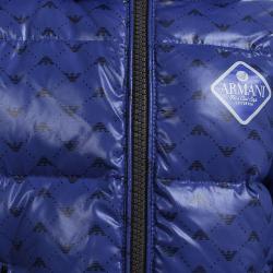 Pre Owned Armani Baby Blue Logo Printed Puffer Jacket 6 Months