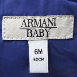 Pre Owned Armani Baby Blue Logo Printed Puffer Jacket 6 Months