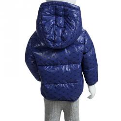 Pre Owned Armani Baby Blue Logo Printed Puffer Jacket 9 Months