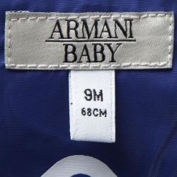 Pre Owned Armani Baby Blue Logo Printed Puffer Jacket 9 Months