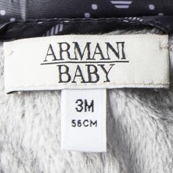 Armani Baby Navy Blue Logo Printed Hooded Snowsuit , Booties and Gloves Set 3 Months